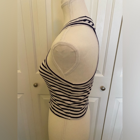 Garage Navy Blue & White Striped Tank Top Women’s Size Medium - Picture 2 of 5